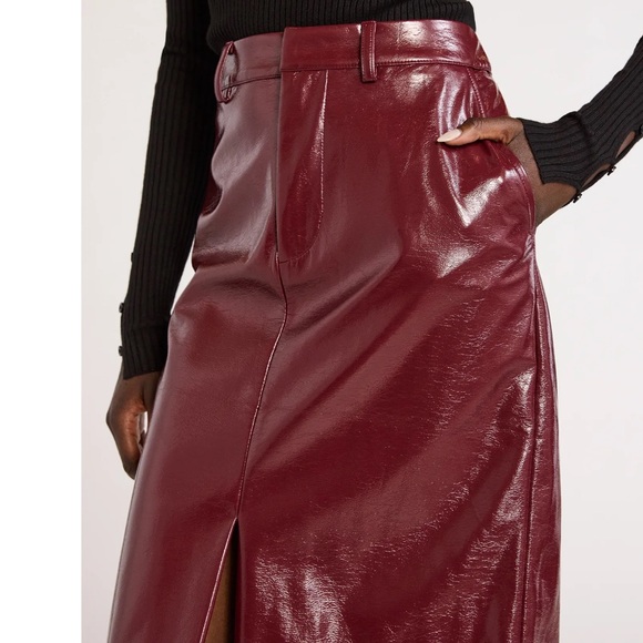 Scoop Women’s Faux Patent Leather Front Slit Midi Skirt, Size 4 NWT - Picture 4 of 13